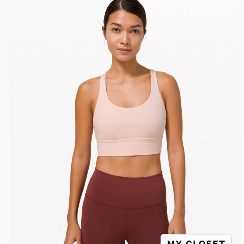 Lululemon Energy Longline Sports Bra B/D Cups in Feather Pink Size 10